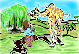 Giraffe and Willow Tree