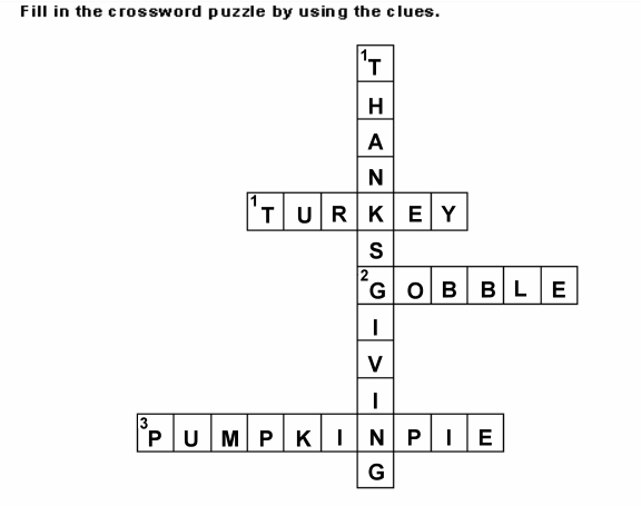 Gobble Revised Poem Kid #39 s Fill IN Crossword Puzzle Solution