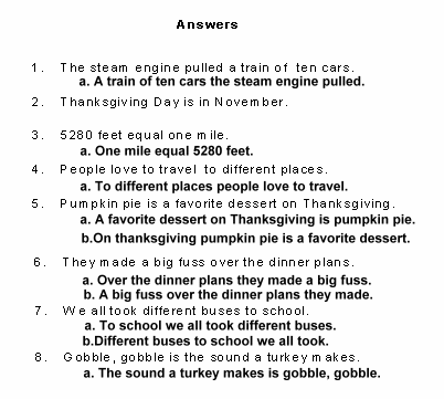 Gobble Scrambled Sentences Solutions