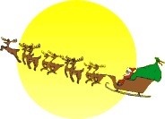 Santas sleigh and his magic reindeer filled with the Christmas Spirit.