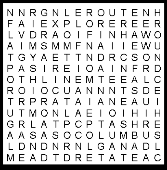 Columbus Day Middies Wordsearch Puzzle