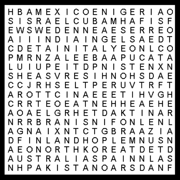 Countries Deluxe Word Search Puzzle I