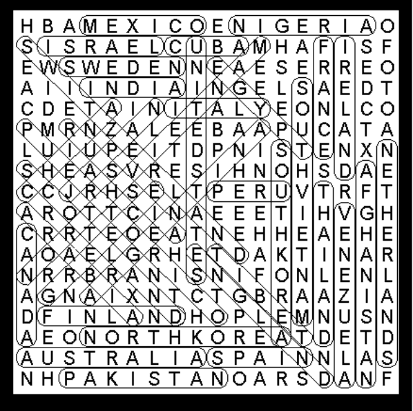 Countries Deluxe Word Search Puzzle I Solution