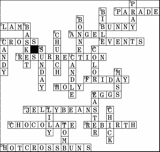 Easter Crossword Puzzle Deluxe Activity Solution
