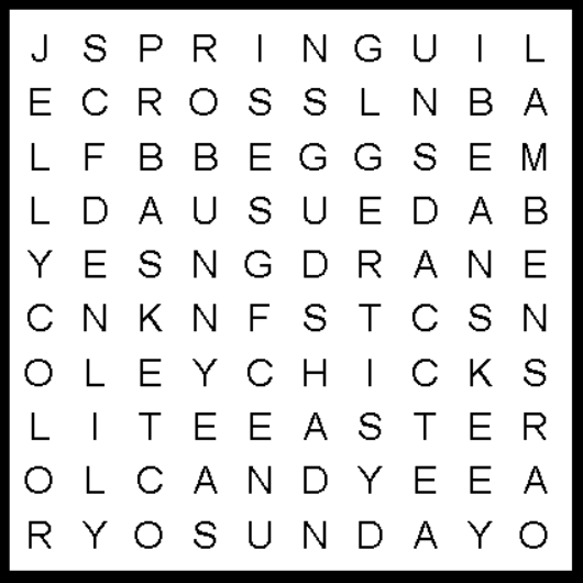 Easter Kids Word Search Puzzle