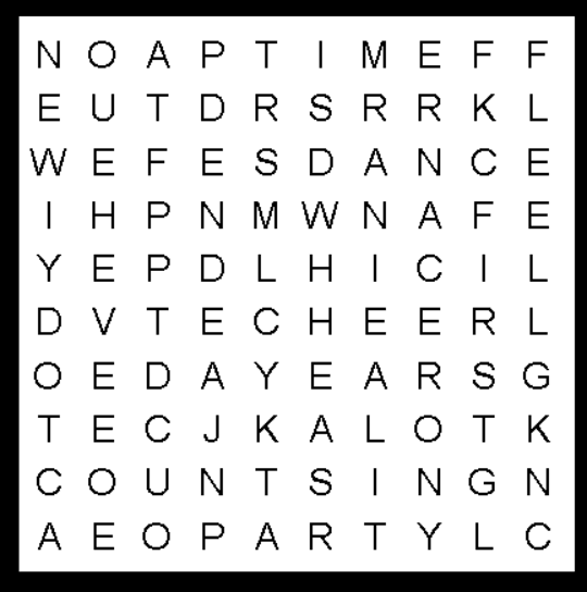 New Years Kid's Word Search