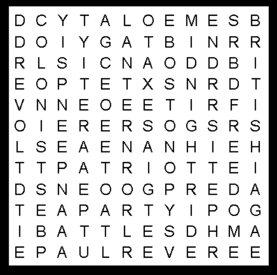 Patriot's Day Kids Word Search