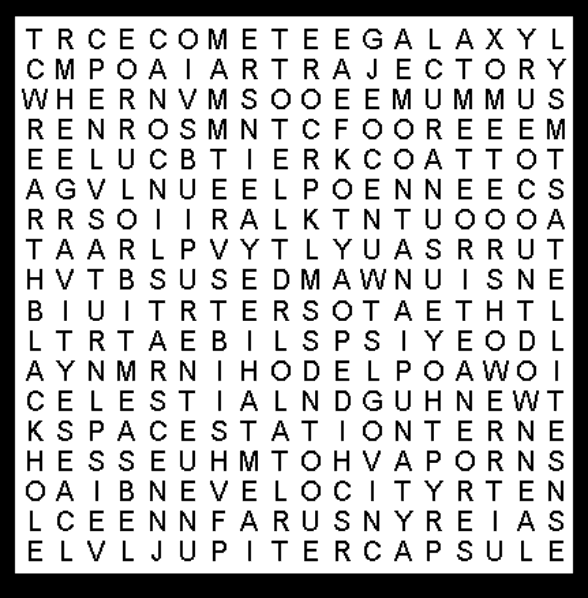 Deluxe Space Travel Word Search Puzzle