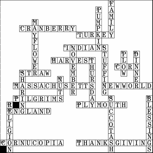 Thanksgiving Day Deluxe Puzzle Crossword Solution.