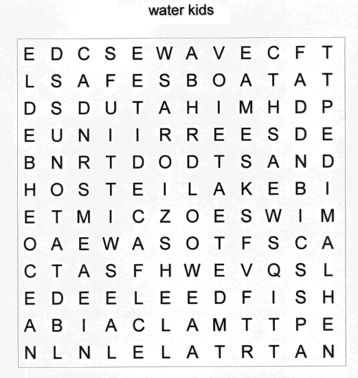 Kids Ocean Word Search Puzzle