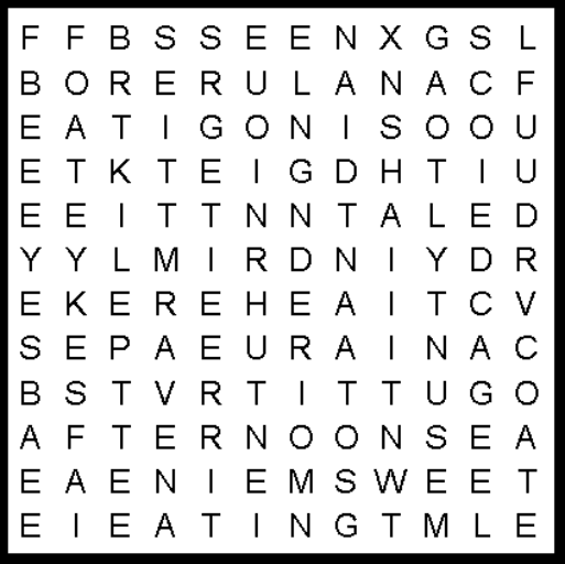 Bunnie Hoppin' Middies Wordsearch Puzzle.