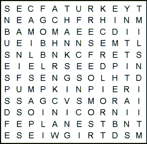 Gobble Kid's Poem Word Search Puzzle