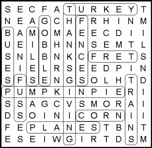 Gobble Kid's Poem Word Search Puzzle Solution