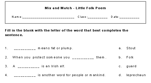 Little Folk Poem Kids Mix and Match