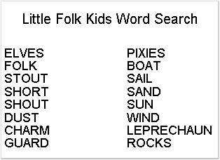 Little Folk Kids Poem Word Search Words