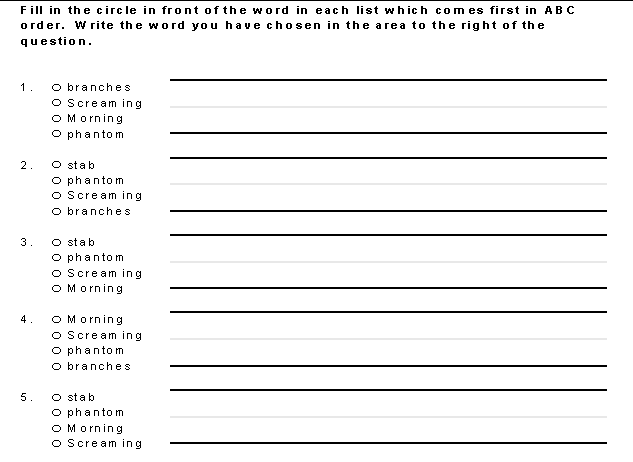 Phantom Trees Poem Putting words in ABC order 