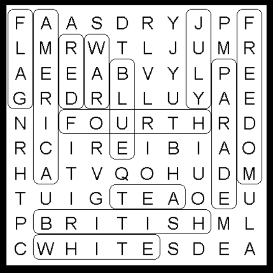4th Of July Kids Word Search Puzzle Solution