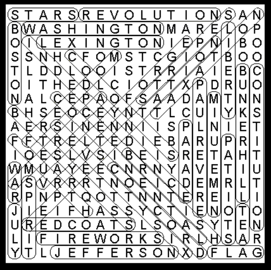 4th of July Middies Word Search Puzzle Solution