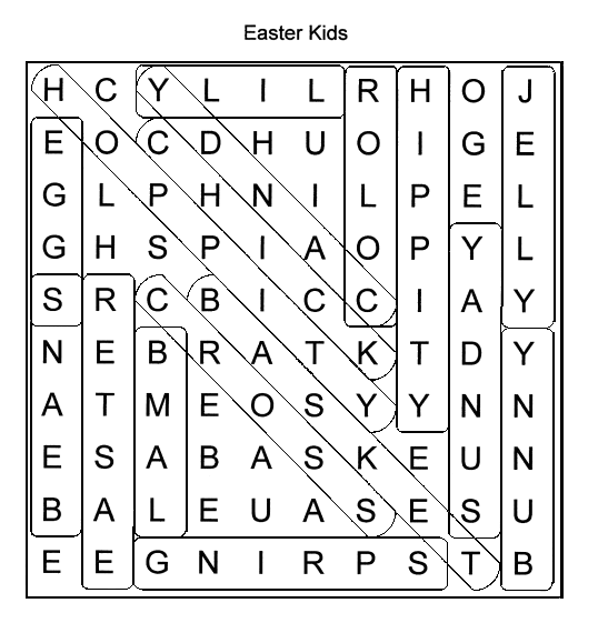 Easter Middies Word Search puzzle Solution.