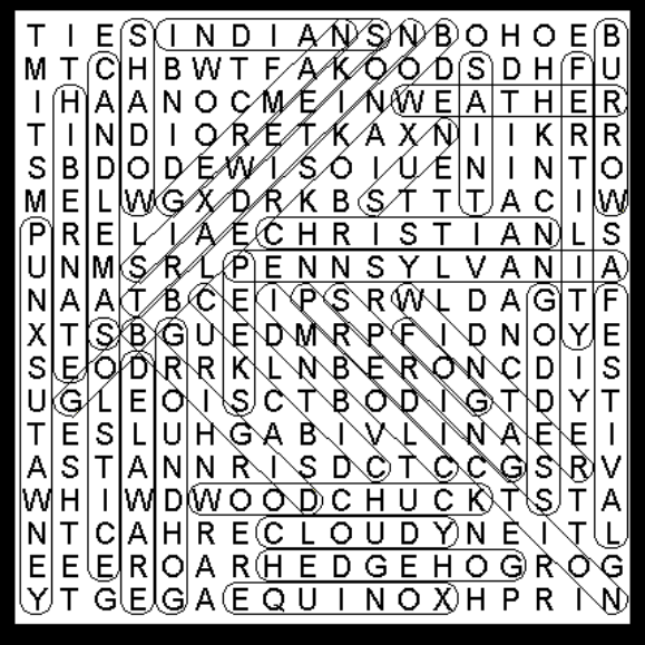 Groundhog Day Deluxe Word Search solution