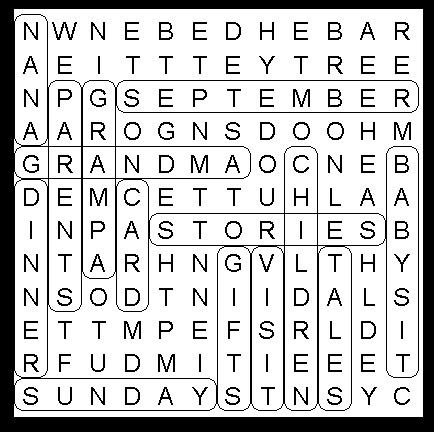 Grandparents Day Word Search Puzzle Kids Activity Solution