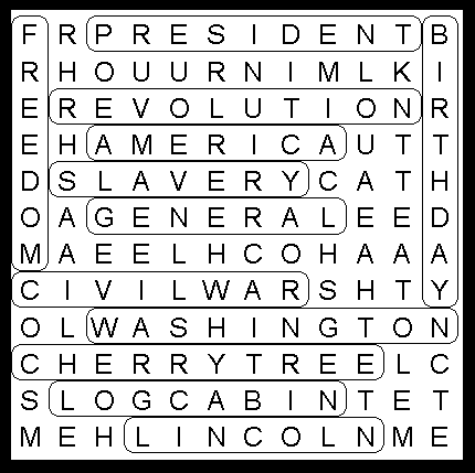 President's Day Kids Word Search