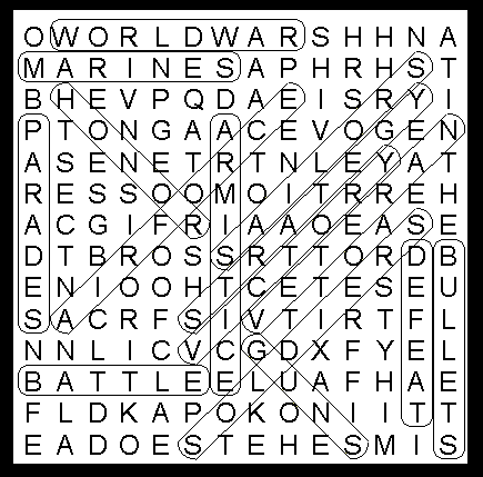 Veteran's Day Middies WordSearch Solution